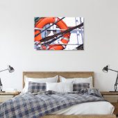 Maritieme motieven. Reddingsboei op de boot Canvas Afdruk (Insitu (Slaapkamer))