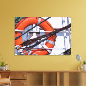 Maritieme motieven. Reddingsboei op de boot Canvas Afdruk (Insitu (Woonkamer))