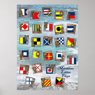 maritieme nautische lettervlaggen poster