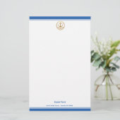 Maritieme print aangepaste kantoorartikelen papier (Staand voorkant)