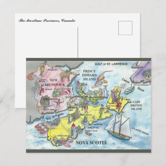  maritieme provincies in Canada Briefkaart (Voorkant / Achterkant)