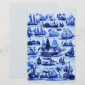 MARITIEME,  SCHEPEN, ZEEVAARTUIGEN, marineblauw Briefpapier (Voorkant / Achterkant)
