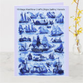 MARITIEME,  SCHEPEN, ZEEVAARTUIGEN, marineblauw Kaart (Gele Bloem)