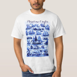 MARITIEME,  SCHEPEN, ZEEVAARTUIGEN, marineblauw T-shirt