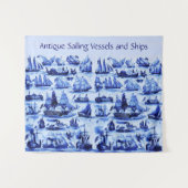 MARITIEME,  SCHEPEN, ZEEVAARTUIGEN, marineblauw Wandkleed (Voorkant (horizontaal))