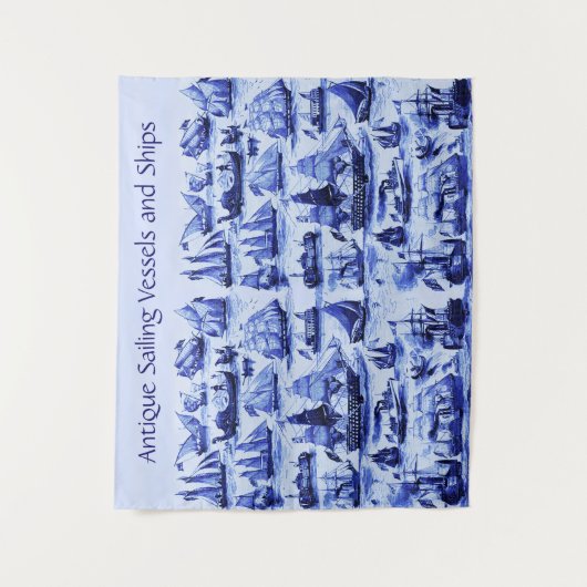 MARITIEME,  SCHEPEN, ZEEVAARTUIGEN, marineblauw Wandkleed (Voorkant)