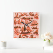 MARITIEME, SCHEPEN, ZEGELVAARTUIGEN, rood wit Vierkante Klok (Huis)