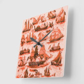 MARITIEME, SCHEPEN, ZEGELVAARTUIGEN, rood wit Vierkante Klok (Hoek)