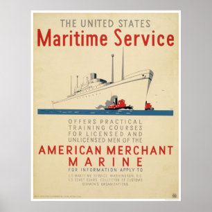 Maritieme service - Groot schip met sleepboten - W Poster