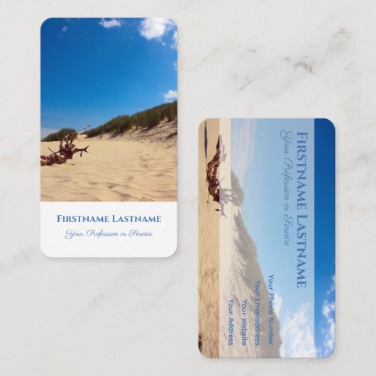 Maritieme vakantie tour zand duin reisagent stijl visitekaartje (Voorkant / Achterkant)