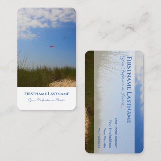 Maritieme vlieger natuurlijke zandduin reisagent s visitekaartje (Voorkant / Achterkant)