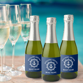 Maritieme Welkom Aan Boord Bootnaam Anker Touw Roe Sparkling Wijnetiket