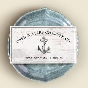 Maritime Boat Anchor Rustic Wood Visitekaartje