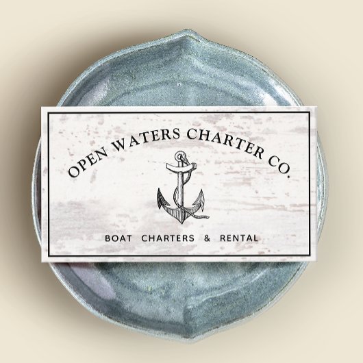 Maritime Boat Anchor Rustic Wood Visitekaartje