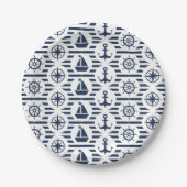 Maritime In Blue Pattern Papieren Bordje (Voorkant)
