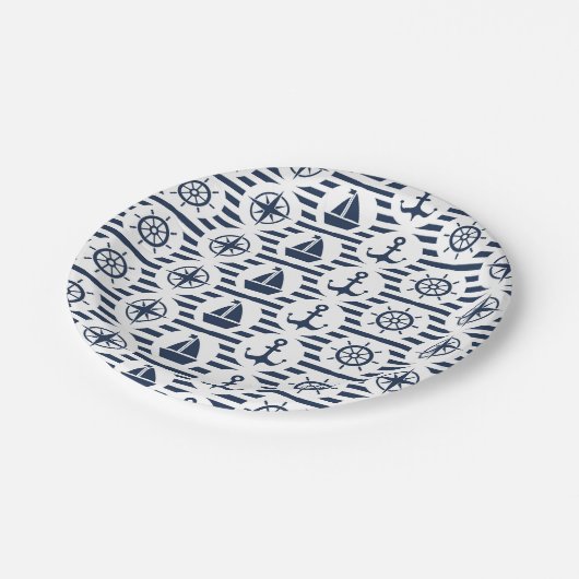Maritime In Blue Pattern Papieren Bordje (Gekanteld)