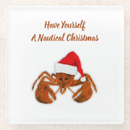 Maritime Santa Lobster Glazen Onderzetter (Voorkant)