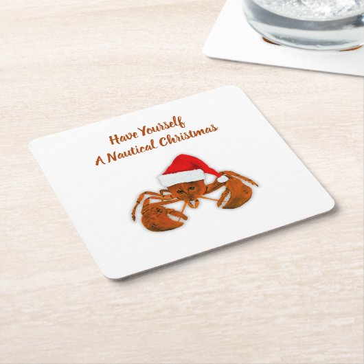 Maritime Santa Lobster Kartonnen Onderzetters (Schuin)