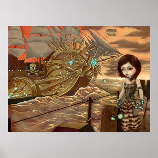 Maritime Sunset - Steampunk Pirates Art Print (Voorkant)