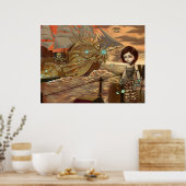 Maritime Sunset - Steampunk Pirates Art Print (Keuken)