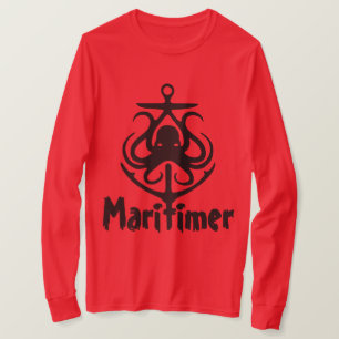 Maritimer Anchor octopus Nautical Lighthouse Route T-shirt