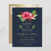 marjoen en goudbloemen waterverf bruiloft aankondigingskaart (Voorkant / Achterkant)