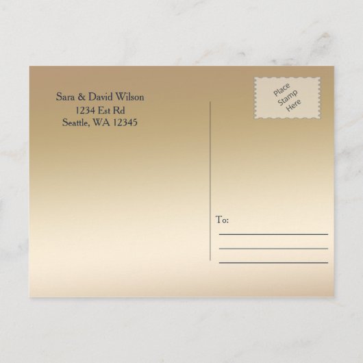 marjoen en goudbloemen waterverf bruiloft aankondigingskaart (Achterkant)