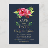 marjoen en goudbloemen waterverf bruiloft aankondigingskaart (Voorkant)