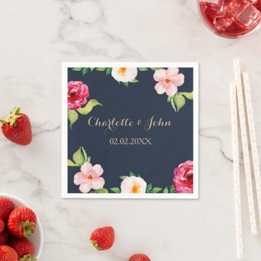 marjoen en goudbloemen waterverf bruiloft servetten (Insitu)