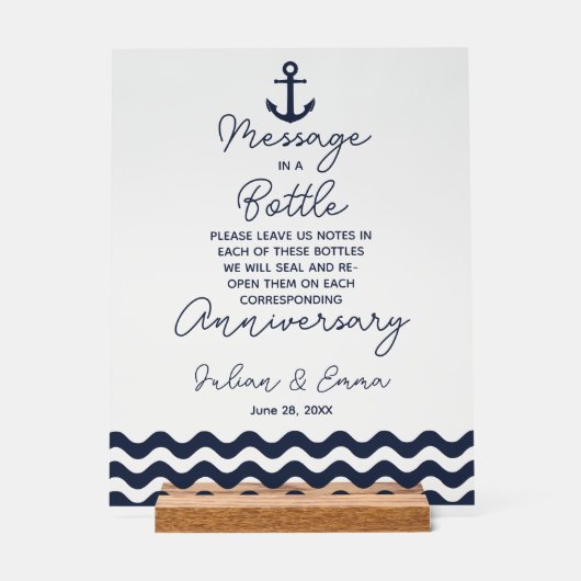 marjoor en wit trouwbericht op flessenplaat acryl bord (Voorkant)