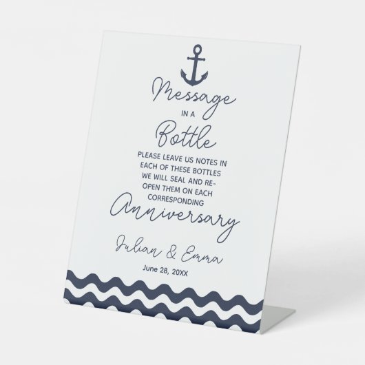 marjoor en wit trouwbericht op flessenplaat reclamebord met voetstuk (Voorkant)