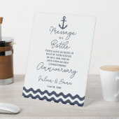 marjoor en wit trouwbericht op flessenplaat reclamebord met voetstuk (Insitu)