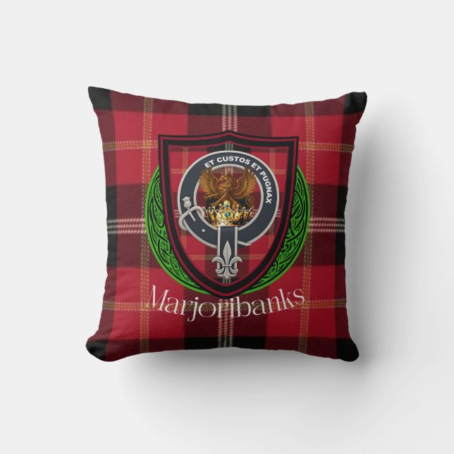 Marjoribanks Schotse Clan Tartan & Crest Kussen (Voorkant)