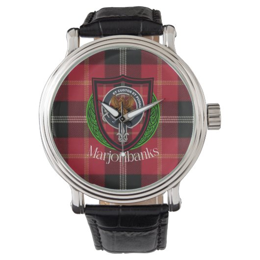 Marjoribanks Scottish Clan Tartan & Crest Horloge (Voorkant)