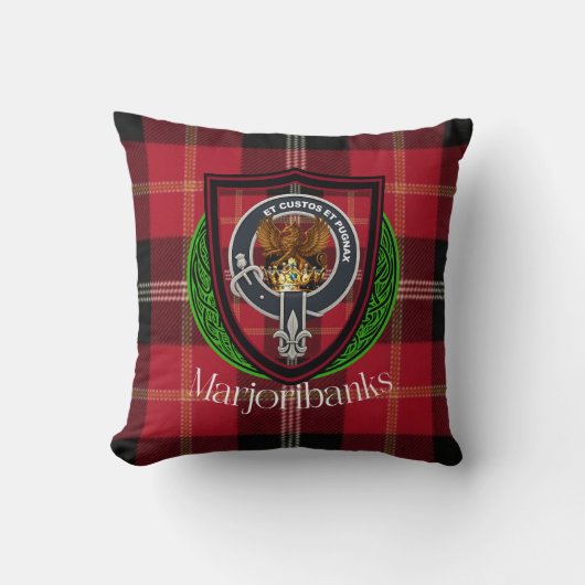 Marjoribanks Scottish Clan Tartan & Crest Kussen (Voorkant)