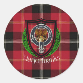 Marjoribanks Scottish Clan Tartan & Crest Ronde Sticker
