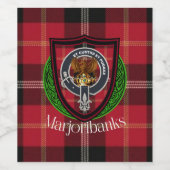 Marjoribanks Scottish Clan Tartan & Crest Wijn Etiket (Enkel label)