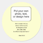 MARK 10:15 RONDE STICKER (Voorkant)