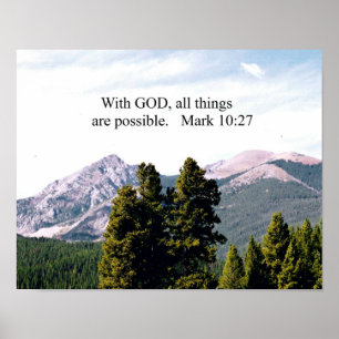 Mark 10:27 met God, alles is mogelijk. Poster