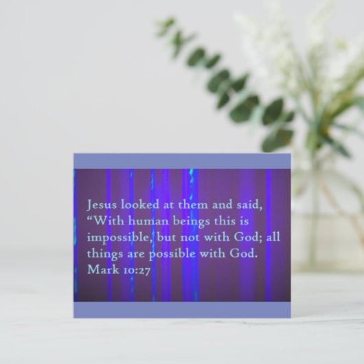 Mark 10:27 Scripture Post Card Briefkaart (Staand voorkant)
