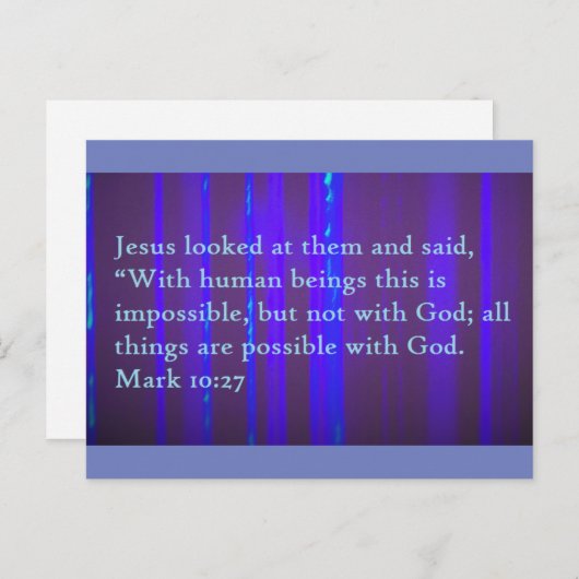 Mark 10:27 Scripture Post Card Briefkaart (Voorkant / Achterkant)
