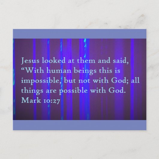 Mark 10:27 Scripture Post Card Briefkaart (Voorkant)