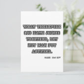 Mark 10:9 KJV Bijbel Schrift Groet Kaart (Staand voorkant)