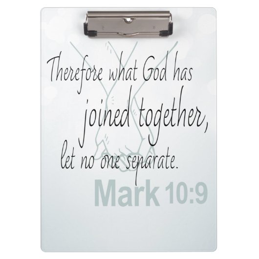 Mark 10:9 Marriage Bible Verse Klembord (Voorkant)