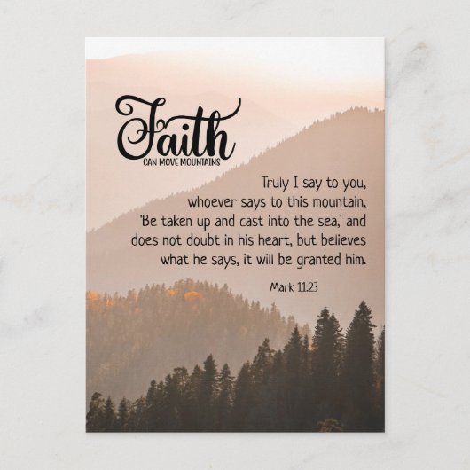 Mark 11:23 Faith Can Move Mountains Bible Briefkaart (Voorkant)