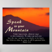 Mark 11:23 Speak met je mountainbbel Poster (Voorkant)