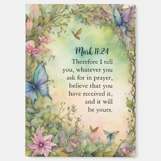 Mark 11:24 Christelijk aquarelbeeld Magneet (Voorkant)