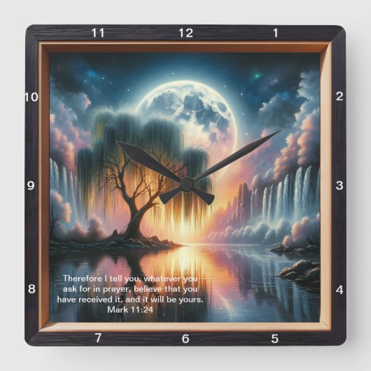 Mark 11:24 Inspirerend uurwerk: Custom Design Vierkante Klok (Voorkant)