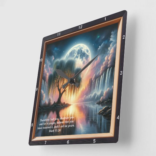 Mark 11:24 Inspirerend uurwerk: Custom Design Vierkante Klok (Hoek)