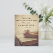 Mark 11:24 Wat je ook vraagt in gebed Believe, Briefkaart (Staand voorkant)